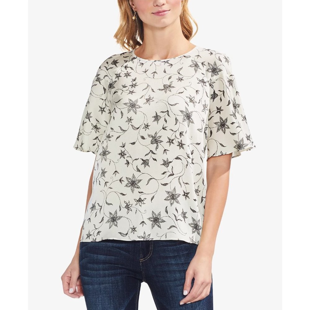 NWT Vince Camuto Faux Stitch Ruffle Sleeve Top